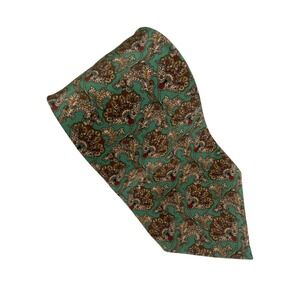 VTG Christian Dior Mens Tie Green Paisley Floral Silk Italian Elegant Long 60x4